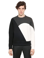 NEIL BARRETT - FELPA IN NEOPRENE - NERO/GRIGIO
