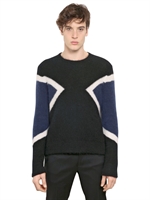 NEIL BARRETT - MAGLIA IN LANA E MOHAIR - BLACK/BLUE/WHIT