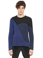 NEIL BARRETT - MAGLIA IN LANA E MOHAIR - BLACK/BLUE/BLUE