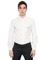 NEIL BARRETT - CAMICIA IN POPELINE DI COTONE - BIANCO/ROSSO