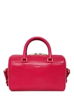 SAINT LAURENT - DUFFLE 3 BRUSHED LEATHER SHOULDER BAG - FUCHSIA