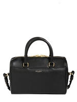 SAINT LAURENT - DUFFLE 3 BRUSHED LEATHER SHOULDER BAG - BLACK