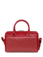 SAINT LAURENT - DUFFLE 3 MICRO STUDS LEATHER BAG - RED