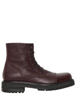 MARC JACOBS - HAMMERED LEATHER COMBAT BOOTS - BURGUNDY