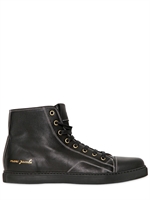 MARC JACOBS - PARKER SOFT LEATHER HIGH TOP SNEAKERS - BLACK