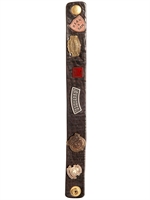 DSQUARED - MULTI BADGE LEATHER BRACELET - BROWN