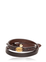 DSQUARED - LOGO METAL PLAQUE WRAP LEATHER THIN - BROWN