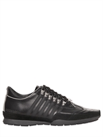 DSQUARED - RUBBER SIDE STRIPED LEATHER SNEAKERS - BLACK