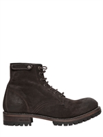 DSQUARED - WAXED SUEDE BOOTS - DARK BROWN