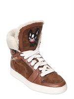 DSQUARED - SUEDE & LEATHER DOG HIGH TOP SNEAKERS - BROWN