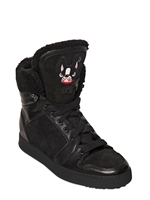 DSQUARED - SUEDE & LEATHER DOG HIGH TOP SNEAKERS - BLACK