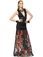 ROBERTO CAVALLI - KLEID AUS VISKOSEJERSEY & TECHNOGEORGETTE - MULTI
