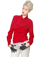 DSQUARED - VISCOSE CREPE SABLE SHIRT WITH BOW - RED