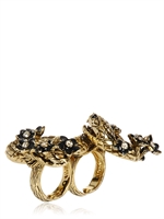 ROBERTO CAVALLI - RING AUS PLATTIERTEM MESSING MIT BLUME & SCHLANGE - GOLD