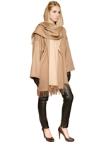 SALVATORE FERRAGAMO - FRINGED DOUBLE CASHMERE CLOTH COAT - CAMEL