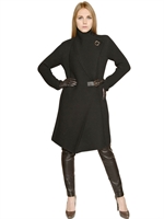SALVATORE FERRAGAMO - TEXTURED WOOL KNIT COAT - BLACK