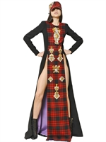 FAUSTO PUGLISI - BESTICKTES KLEID AUS WOLLKREPP MIT SCHOTTENMUSTER - MULTI