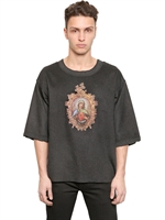 DOLCE & GABBANA - CASHMERE MADONNA PRINTED T-SHIRT - ANTHRACITE