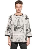 DOLCE & GABBANA - PATCHWORK FATIMA PRINTED T-SHIRT - GREY