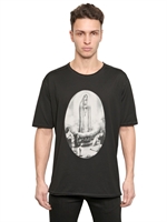 DOLCE & GABBANA - MADONNA SILK CREPE AND JERSEY T-SHIRT - BLACK