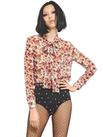 SAINT LAURENT - FLOWER PRINTED SILK WOOL GEORGETTE SHIRT - MULTI