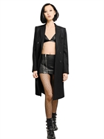 SAINT LAURENT - DOUBLE BREASTED WOOL FELT COAT - BLACK