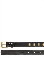 SAINT LAURENT - 2CM STUDDED LEATHER BELT - BLACK