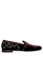 MAX VERRE - DRAGON EMBROIDERED VELVET LOAFERS - BLACK