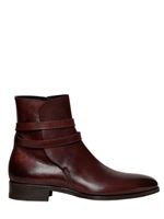 MAX VERRE - LEATHER BELTED ANKLE BOOTS - BROWN