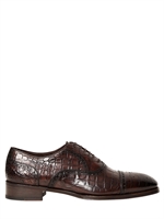 MAX VERRE - CROC EMBOSSED LEATHER OXFORD SHOES - BROWN