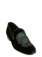 CHRISTOPHER KANE - FRANKESTEIN PATCH VELVET LOAFERS - GREEN