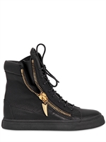 GIUSEPPE ZANOTTI - 20MM CALF LEATHER HIGH TOP SNEAKERS - BLACK