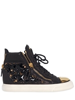 GIUSEPPE ZANOTTI - 20MM STUDS & LEATHER HIGH TOP SNEAKERS - BLACK
