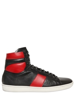 SAINT LAURENT - LEATHER HIGH TOP SNEAKERS - BLACK