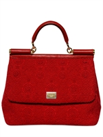 DOLCE & GABBANA - MISS SICILY LACY TOP HANDLE BAG - RED