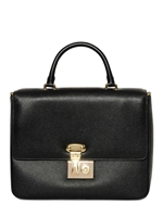 DOLCE & GABBANA - MISS LINDA SAFFIANO LEATHER TOP HANDLE - BLACK