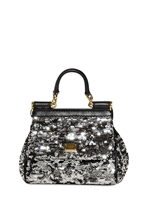DOLCE & GABBANA - MINI MISS SICILY SEQUINED SHOULDER BAG - SILVER