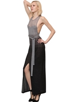 MISSONI - LANGES KLEID AUS LUREX, CUPRO & WOLLE - SCHWARZ/SILBER