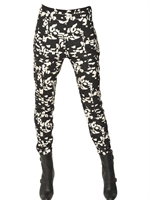 CHLOE' - PRINTED VISCOSE PUNTO MILANO TROUSERS - BLACK/WHITE