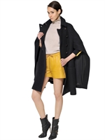 CHLOE' - FELTED WOOL CAPE - NAVY