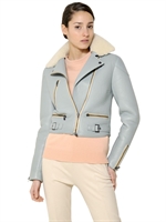 CHLOE' - SCUBA NAPPA LEATHER JACKET - LIGHT BLUE