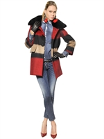 DSQUARED - BEAVER FUR COLLAR WOOL MOHAIR CLOTH COAT - MULTI
