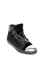 UNDERGROUND - ZIPPED SUEDE PONYSKIN & LEATHER SNEAKERS - BLACK