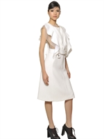 CHLOE' - ORGANZA RUFFLE AND CREPE SABLE DRESS - WHITE
