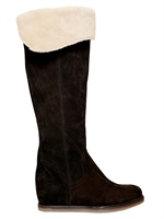MANAS - 70MM SUEDE WEDGE BOOTS - BLACK