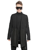 RICK OWENS - MANTEL AUS LEDER & BAUMWOLLE MIT GÜRTELN - SCHWARZ