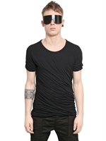 RICK OWENS - DOUBLE UNSTABLE COTTON T-SHIRT - BLACK
