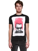 JOHN RICHMOND - DAVE GAHAN PRINTED COTTON JERSEY T-SHIRT - BLACK