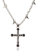JOHN RICHMOND - CROSS & SPIKES CHAIN NECKLACE - SILVER