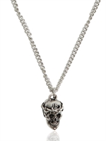JOHN RICHMOND - SILVER SKULL PENDANT CHAIN NECKLACE - SILVER